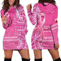 Custom Personalised Tonga Breast Cancer Hoodie Dress Tongan Ngatu Pattern No One Fights Alone - Wonder Print Shop