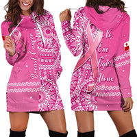 Tonga Breast Cancer Hoodie Dress Tongan Ngatu Pattern No One Fights Alone - Wonder Print Shop