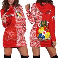 Custom Personalised Tonga Hoodie Dress Tongan Coat Of Arms Ngatu Pattern - Wonder Print Shop