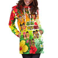 Aloha Poly Fest Hoodie Dress Polynesian Pattern With Tropical Flowers - Wonder Print Shop