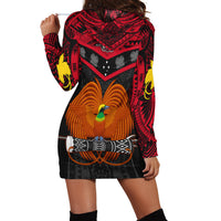 Custom Text And Number Papua New Guinea Rugby Hoodie Dress PNG Kumuls Bird Of Paradise Black - Wonder Print Shop