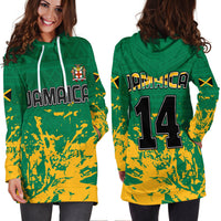 Jamaica Athletics Hoodie Dress Jamaican Flag With African Pattern Sporty Style - Wonder Print Shop