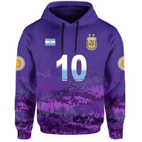 Purple zip hoodie with hood and drawstrings, number 10, AFA crest and Argentina flag patch