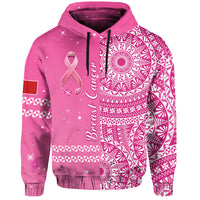Tonga Breast Cancer Hoodie Tongan Ngatu Pattern No One Fights Alone - Wonder Print Shop