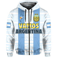 Sudadera pulóver azul Argentina 2022 con capucha, cordones negros y escudo AFA “VAMOS ARGENTINA”.