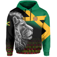 Custom Jamaica Lion Hoodie Jamaican Pattern Version Black LT13 - Wonder Print Shop