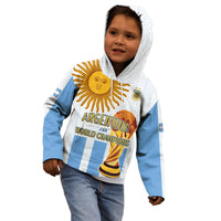 (Custom Text and Number) Argentina Football Hoodie KID World Champions 2022 Dream Come True LT13 - Wonder Print Shop