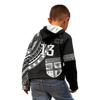 Custom Text and Number Fiji Rugby Sevens Hoodie KID Fijian 7s Tapa Polynesian LT13 - Wonder Print Shop