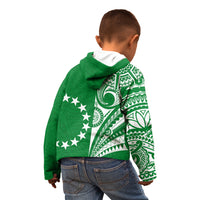 Cook Islands Tatau Hoodie KID Symbolize Passion Stars Version Green LT13 - Wonder Print Shop