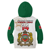 (Custom Text and Number) Morocco Football Hoodie KID Atlas Lions White World Cup 2022 - Wonder Print Shop