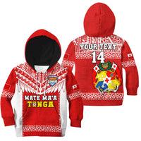 Custom Text And Number Tonga Rugby Hoodie KID Mate Maa Tonga Pacific Ngatu White - Wonder Print Shop