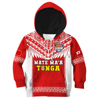 Custom Text And Number Tonga Rugby Hoodie KID Mate Maa Tonga Pacific Ngatu White - Wonder Print Shop