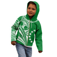 (Custom Text and Number) Cook Islands Tatau Hoodie KID Symbolize Passion Stars Version Green LT13 - Wonder Print Shop