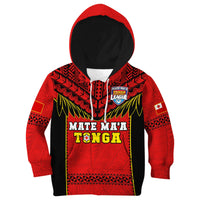 Custom Text And Number Tonga Rugby Hoodie KID Mate Maa Tonga Pacific Ngatu Black - Wonder Print Shop