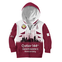 Qatar Hoodie KID Happy 144th Independence Anniversary Mix World Cup 2022 - Wonder Print Shop