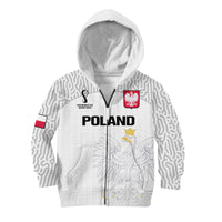 Poland Football Hoodie KID Polska World Cup 2022 White - Wonder Print Shop