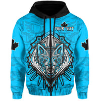 Custom Canada Maple Leaf Hoodie Blue Haida Wolf LT13 - Wonder Print Shop