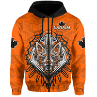 Canada Maple Leaf Hoodie Orange Haida Wolf LT13 - Wonder Print Shop