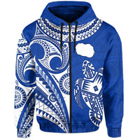Custom Rarotonga Cook Islands Hoodie Turtle and Map Style Blue LT13 - Wonder Print Shop