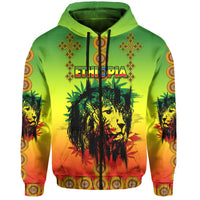 Ethiopia Hoodie Cross Mix Lion Colorful Style - Wonder Print Shop