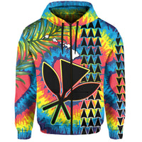 Custom Hawaii Rainbow Tie Dye Hoodie Flowers Polynesian Hawaiian Tribal LT13 - Wonder Print Shop