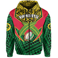 Custom Personalised Vanuatu Rugby Hoodie Coat Of Arms Polynesian Pattern - Wonder Print Shop