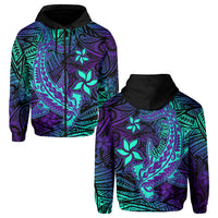 Custom Polynesian Hoodie Purple Paradise Hawaiian Tribal Hammerhead Shark - Wonder Print Shop