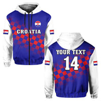 Custom Croatia Football Hoodie Hrvatska Checkerboard Blue Version - Wonder Print Shop