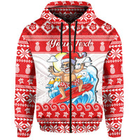 Custom Christmas Hawaii Hoodie Surfing Santa Mele Kalikimaka Polynesian - Wonder Print Shop