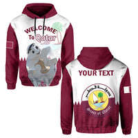 Custom Qatar Hoodie Laeeb Mascot Football 2022 Welcome To Qatari - Wonder Print Shop