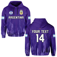 Purple Argentina football hoodie with hood, drawstrings, crest, and 'ARGENTINA' graphic