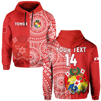 Custom Text And Number Tonga Hoodie Tongan Coat Of Arms Ngatu Pattern - Wonder Print Shop