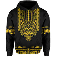 Custom Personalised Polynesian Hoodie Dashiki With Polynesian Tattoo Royal Golden Version - Wonder Print Shop