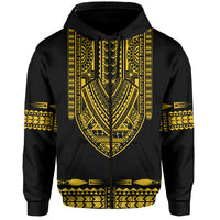 Custom Personalised Polynesian Hoodie Dashiki With Polynesian Tattoo Royal Golden Version - Wonder Print Shop