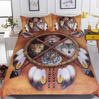 Wolf Dreamcatcher Animal Tribal Lion Tiger Leopard Native American Bedding Set LT10 - Wonder Print Shop