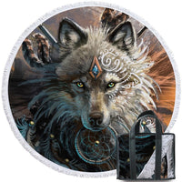 Native American India Wolf Tassel Beach Towel LT10 - Wonder Print Shop