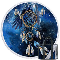 Blue Galaxy Eagle Native American Beach Towel LT10 - Wonder Print Shop