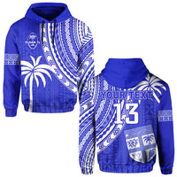 Custom Text and Number Fiji Rugby Sevens Hoodie Fijian 7s Tapa Polynesian Blue Ver.02 LT13 - Wonder Print Shop