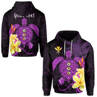 Custom Hawaii Turtle Hoodie Hawaiian Flowers Version Purple Elegant LT13 - Wonder Print Shop