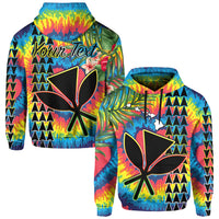 Custom Hawaii Rainbow Tie Dye Hoodie Flowers Polynesian Hawaiian Tribal LT13 - Wonder Print Shop