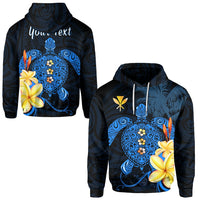 Custom Hawaii Turtle Hoodie Hawaiian Flowers Version Blue Elegant LT13 - Wonder Print Shop