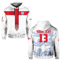 White England-style pullover hoodie with flag cross design, shield badge, black drawstrings