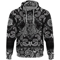 Viking Hoodie Hand drawn Abstract Image Of Female Viking with Bandana Paisley Style RLT12 - Wonder Print Shop