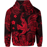 Hawaii Shark Angry Polynesian Zip Hoodie Unique Style Red LT8 - Wonder Print Shop