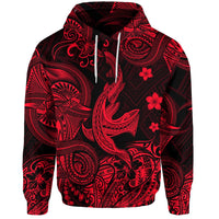 Hawaii Shark Angry Polynesian Hoodie Unique Style Red LT8 - Wonder Print Shop