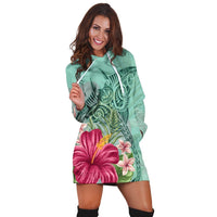 Hawaii Manta Ray Tropical Hibiscus Plumeria Hoodie Dress - AH - Wonder Print Shop