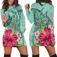 Hawaii Manta Ray Tropical Hibiscus Plumeria Hoodie Dress - AH - Wonder Print Shop