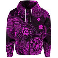Custom Hawaii Shaka Polynesian Zip Hoodie Unique Style Pink LT8 - Wonder Print Shop