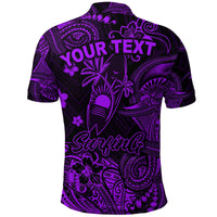 Custom Surfing Hawaii Golf Shirts Polynesian Polo Shirt Unique Style Purple LT8 - Wonder Print Shop