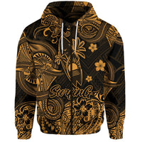 Custom Hawaii Surfing Polynesian Zip Hoodie Unique Style Gold LT8 - Wonder Print Shop